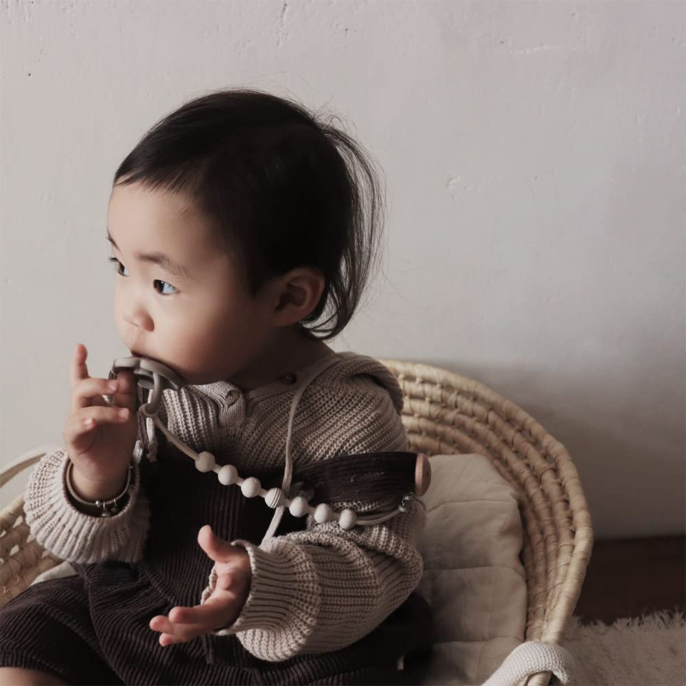 Clip para chupete, paquete de 2 clips de silicona para chupete con diseño de madera, clip de soporte para chupete para bebé niño y niña (blanco)