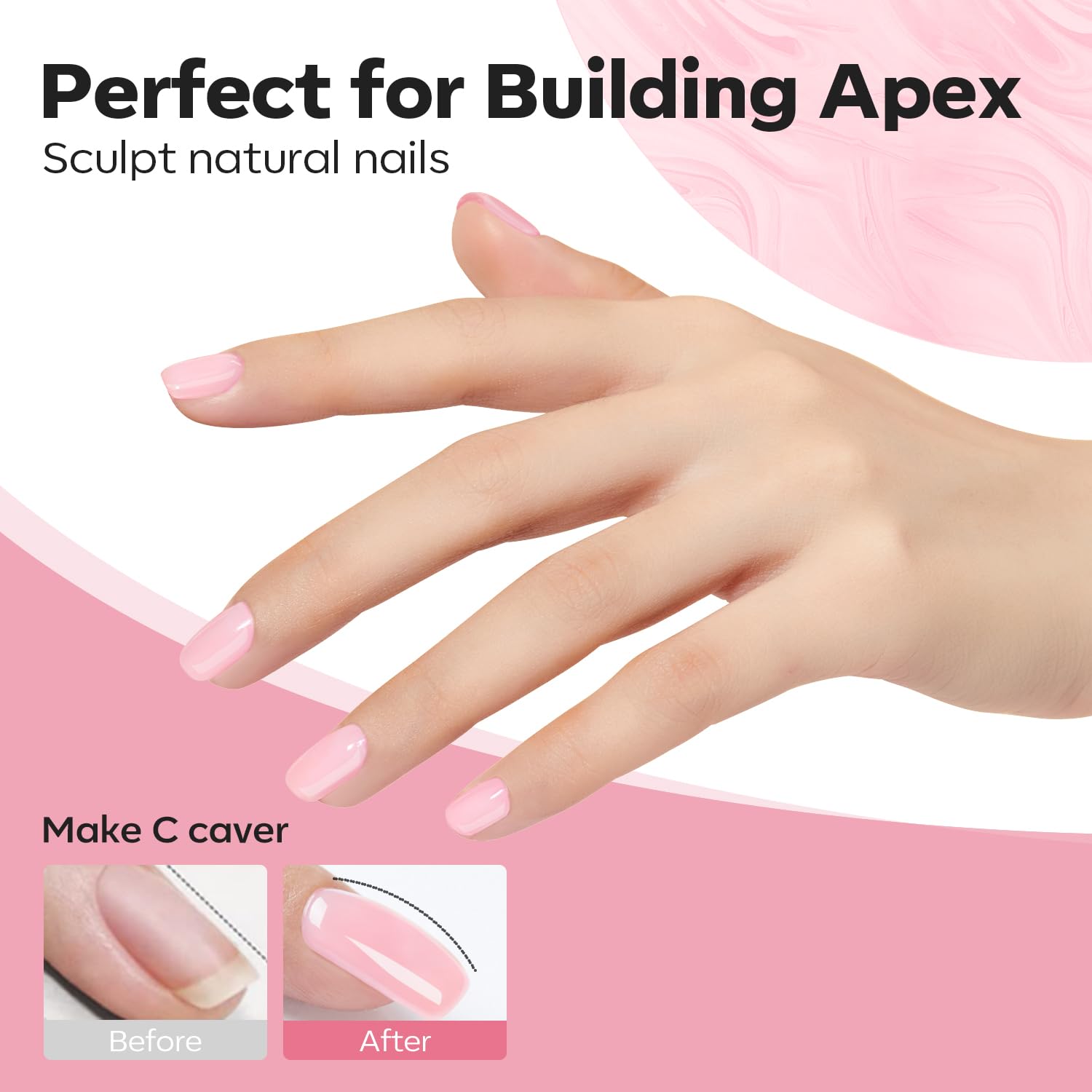 modelones Builder – Gel de uñas 8 en uno, constructor de gel rosa para engrosar las uñas, lámpara LED de uñas curada, base de esmalte de uñas, gel