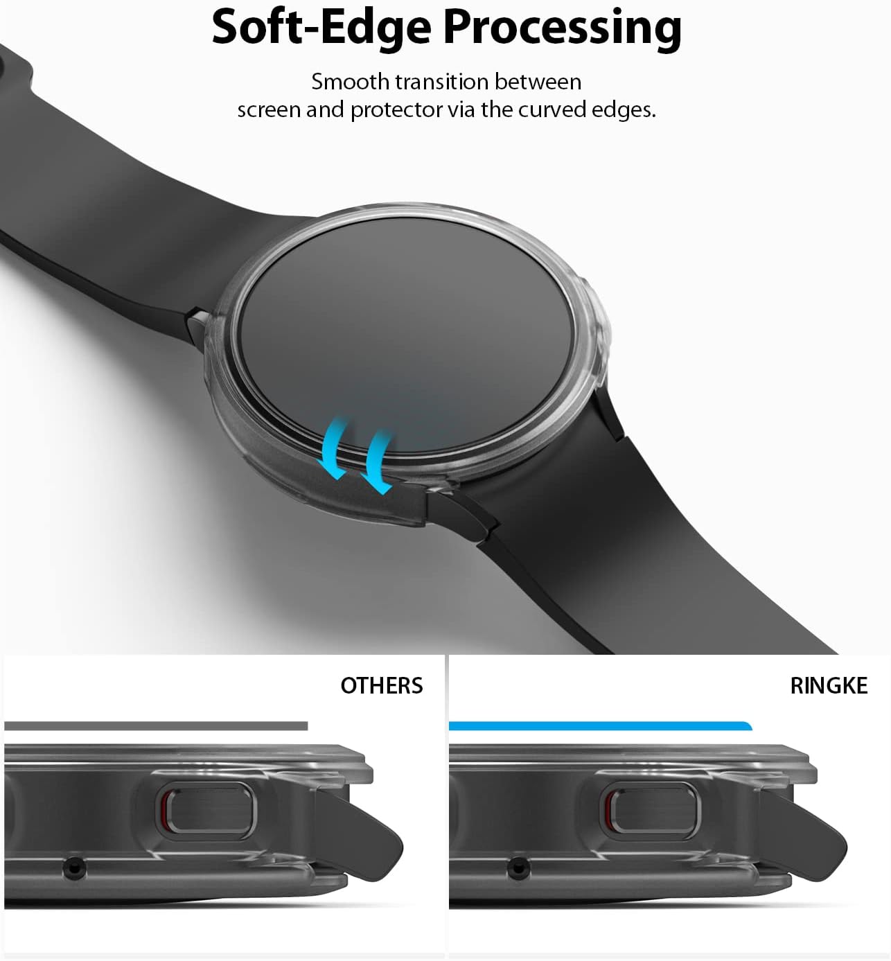 Ringke Vidrio para deportes aéreos paquete de 4 compatible con Samsung Galaxy Watch 4 1.732 in, protector de pantalla de vidrio templado dureza 9H