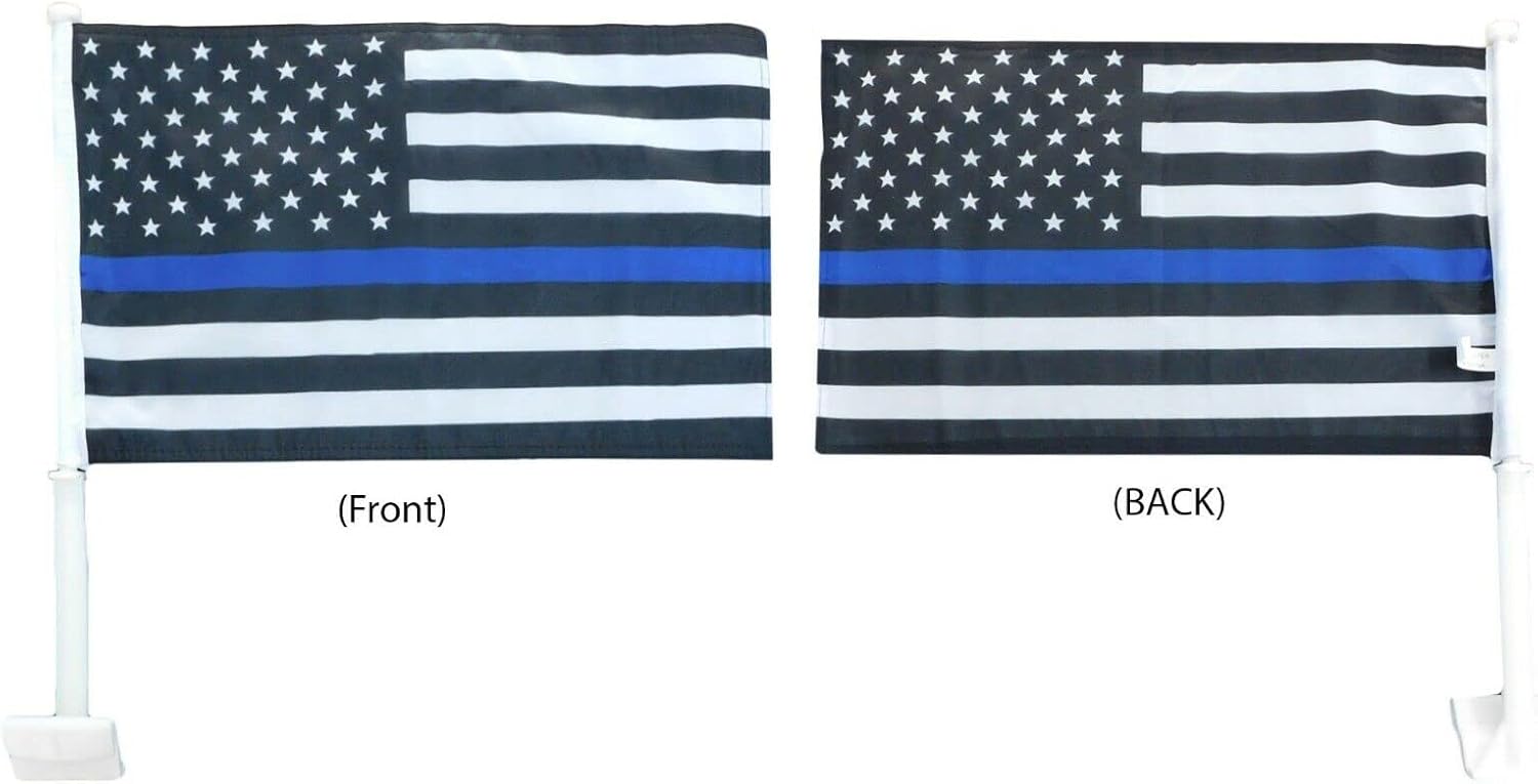 Premium 12 Pack 12×18 USA Thin Line Knitted 2-Sided 12″x18″ Car Flag FL8751 ()