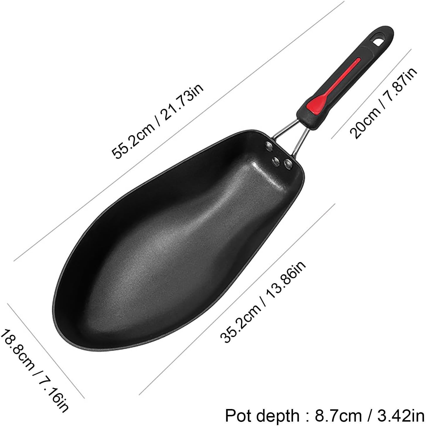 EEASSA Sartén antiadherente ovalada con forma de pescado, aleación de aluminio, 3.4 in de profundidad, ideal para asar a la parrilla, freír y servir