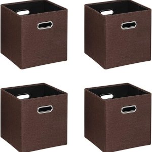 SunnyPoint Cesta de almacenamiento plegable de tela, cajas plegables de almacenamiento, cajón de tela con mango de metal para estante de armario, SunnyPoint Cesta de almacenamiento plegable de tela, cajas plegables de almacenamiento, cajón de tela con mango de metal para estante de armario,