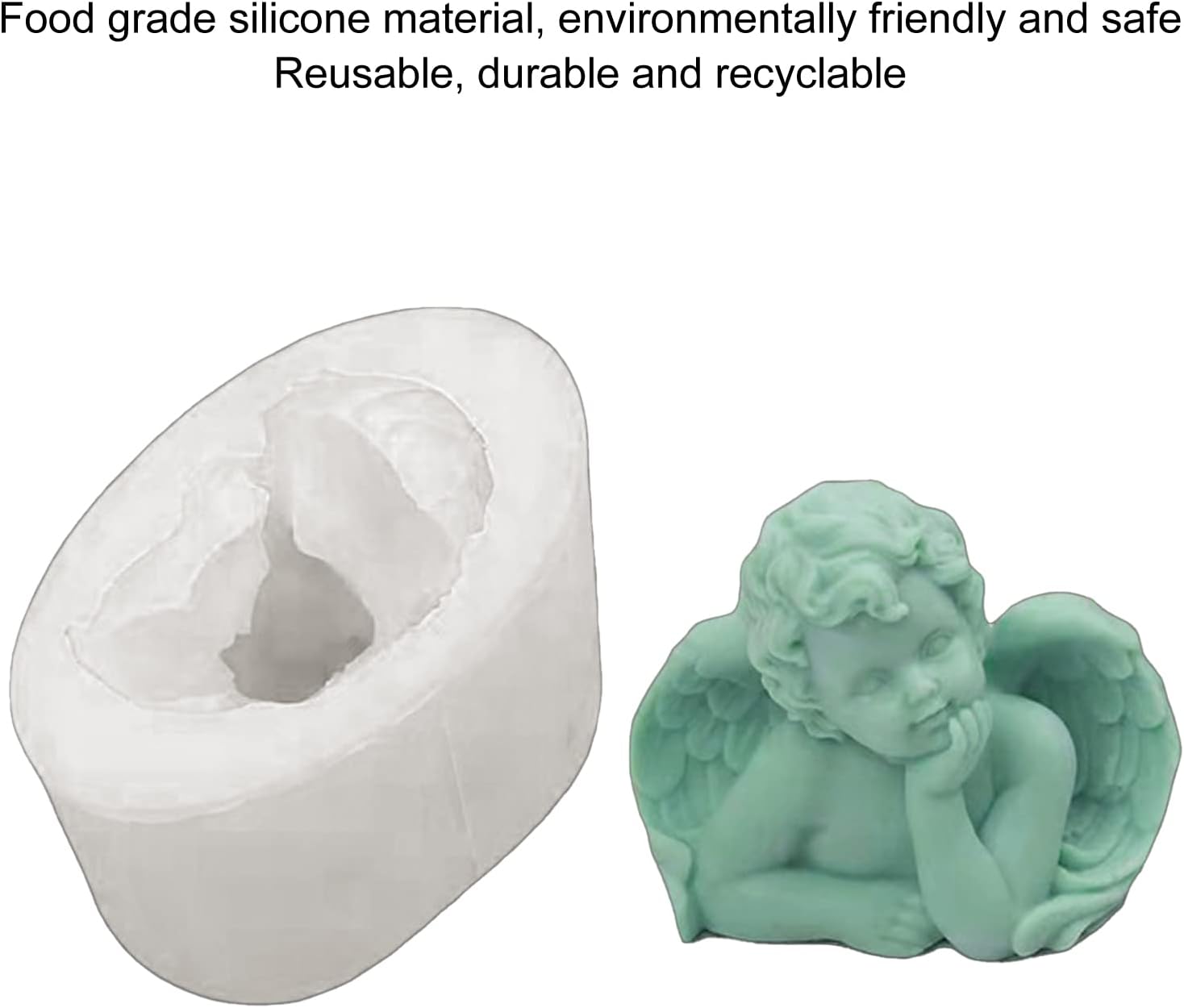 Tomotato Molde de resina de ángel 3D, molde de silicona reutilizable de grado alimenticio, moldes para hacer manualidades para decoración de jabón,