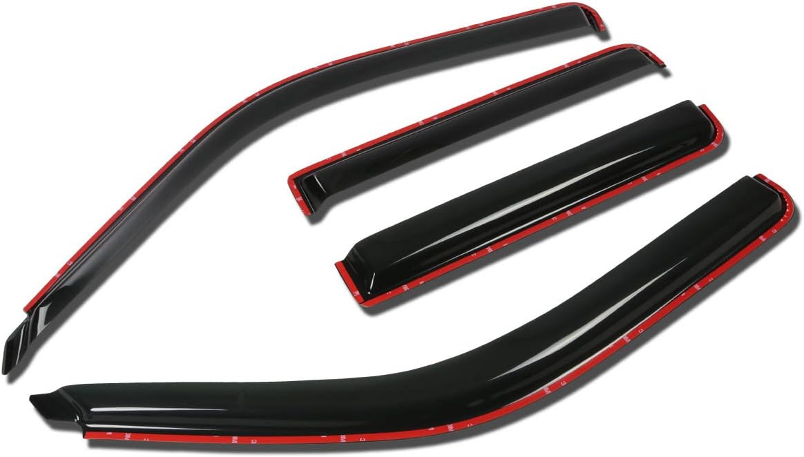 DNA MOTORING WVS-038 – Deflector de ventana de ventilación de humo oscuro, protector contra la lluviasol, 4 piezas, 1 paquete