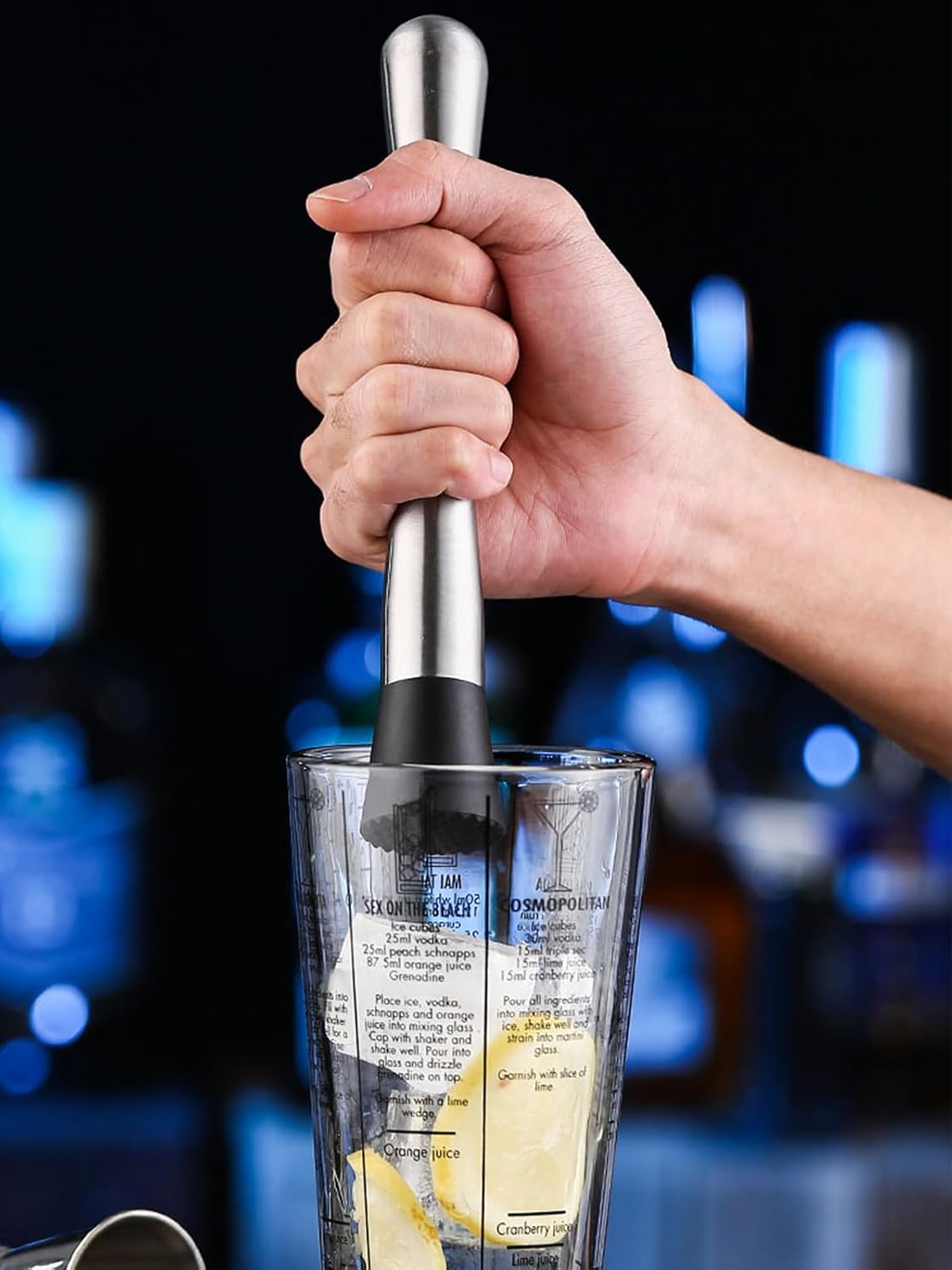 Juego de 4 cocteleras de 14 onzas, coctelera de vidrio Martini de 14 onzas, con doble jigger de medición (1 oz y 2 oz), mezclador de cóctel y