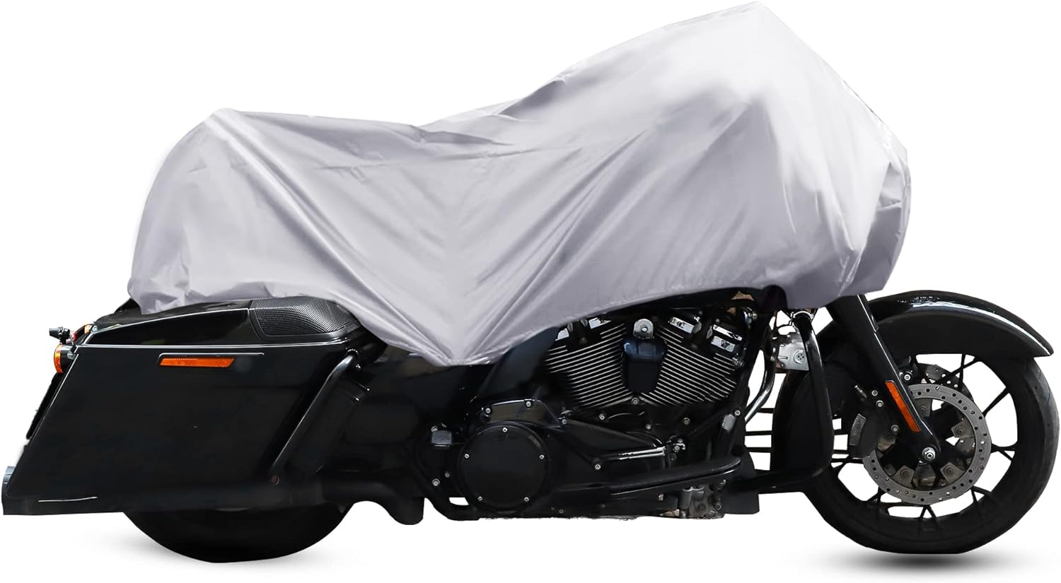 X AUTOHAUX Funda para motocicleta, ligera, media cubierta, impermeable, para exteriores, lluvia, polvo, color plateado, tamaño XL, para la mayoría