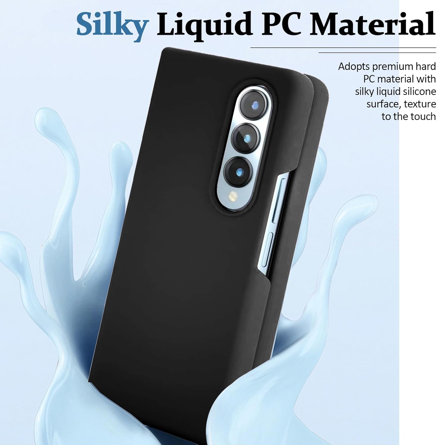 Miimall Funda compatible con Samsung Galaxy Z Fold 5, parachoques de PC líquido sedoso, carcasa plegable ultrafina y ligera, funda protectora de