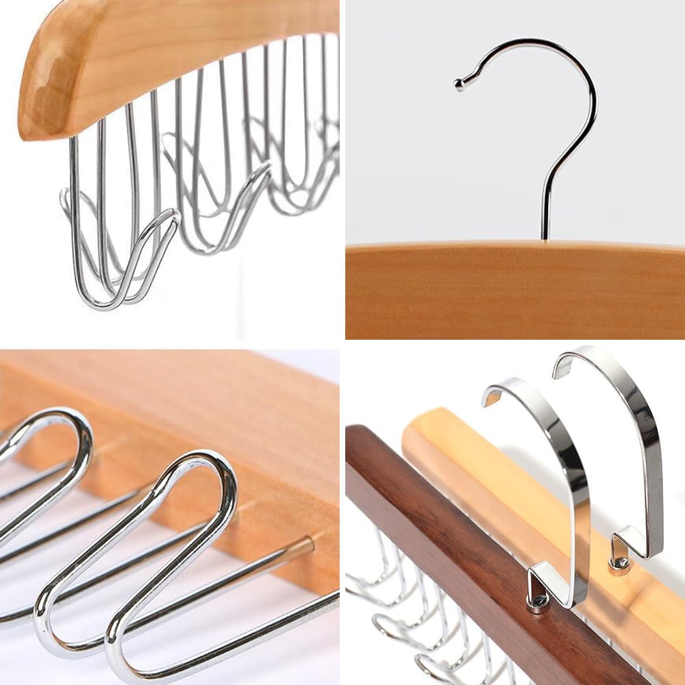2 perchas multifuncionales antideslizantes de almacenamiento, colgador de madera para cinturón para armario con 8 ganchos, perchero antideslizante