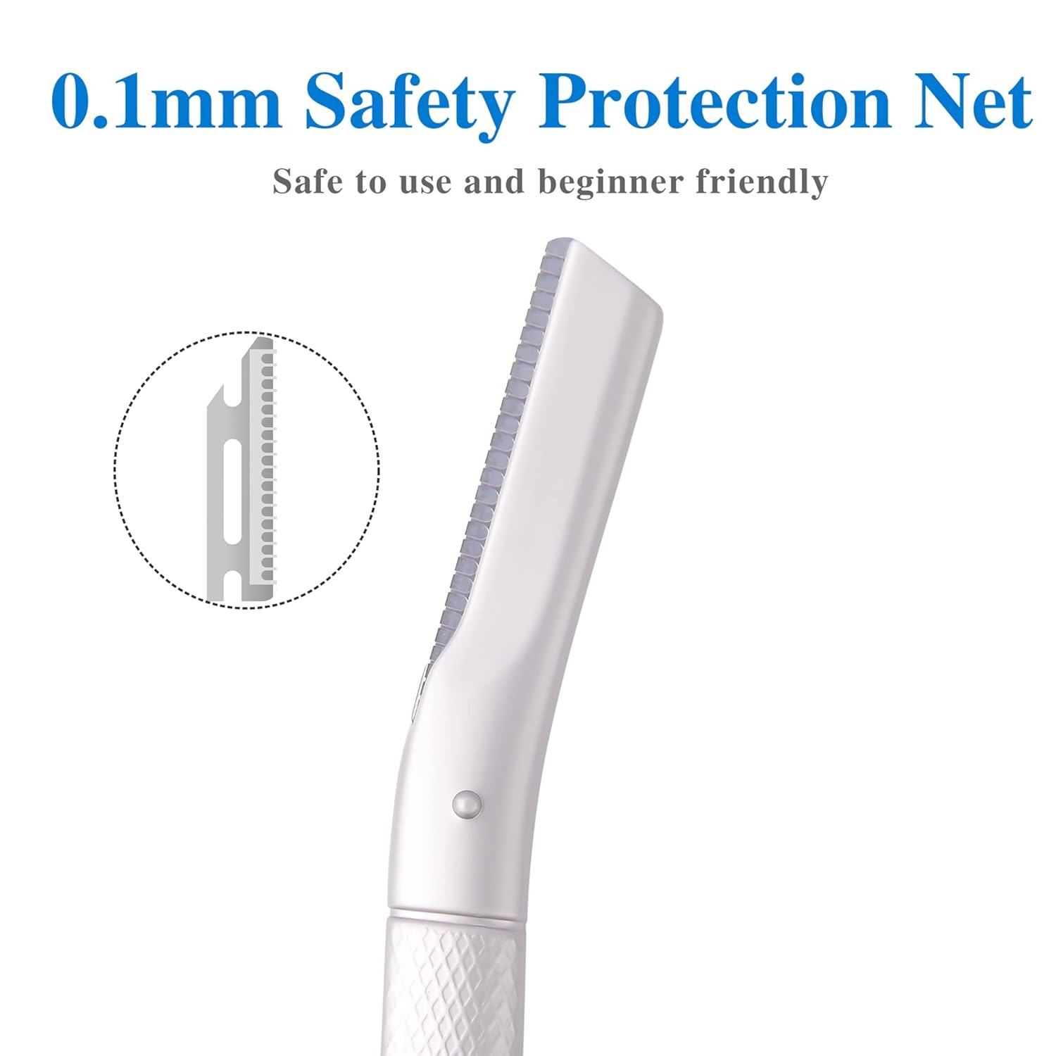 Maquinilla de afeitar de metal para cejas con cuchillas de repuesto, herramienta de dermaplaning para pieles sensibles, afeitadora de seguridad para