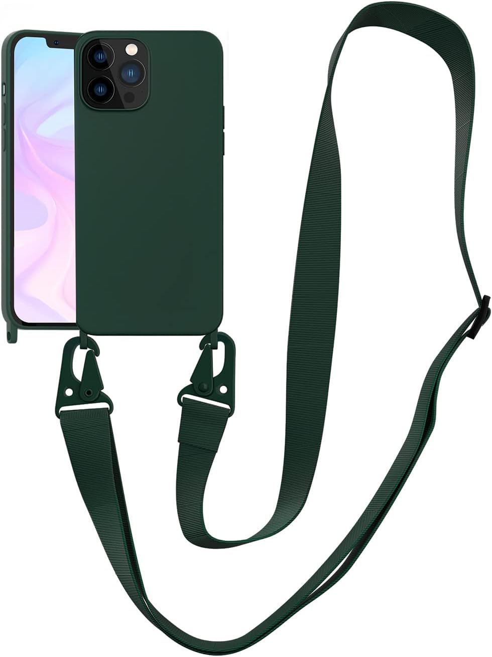 Funda compatible con iPhone 12 Pro con cordón, funda cruzada para iPhone con correa ajustable a prueba de golpes protección contra caídas, funda de