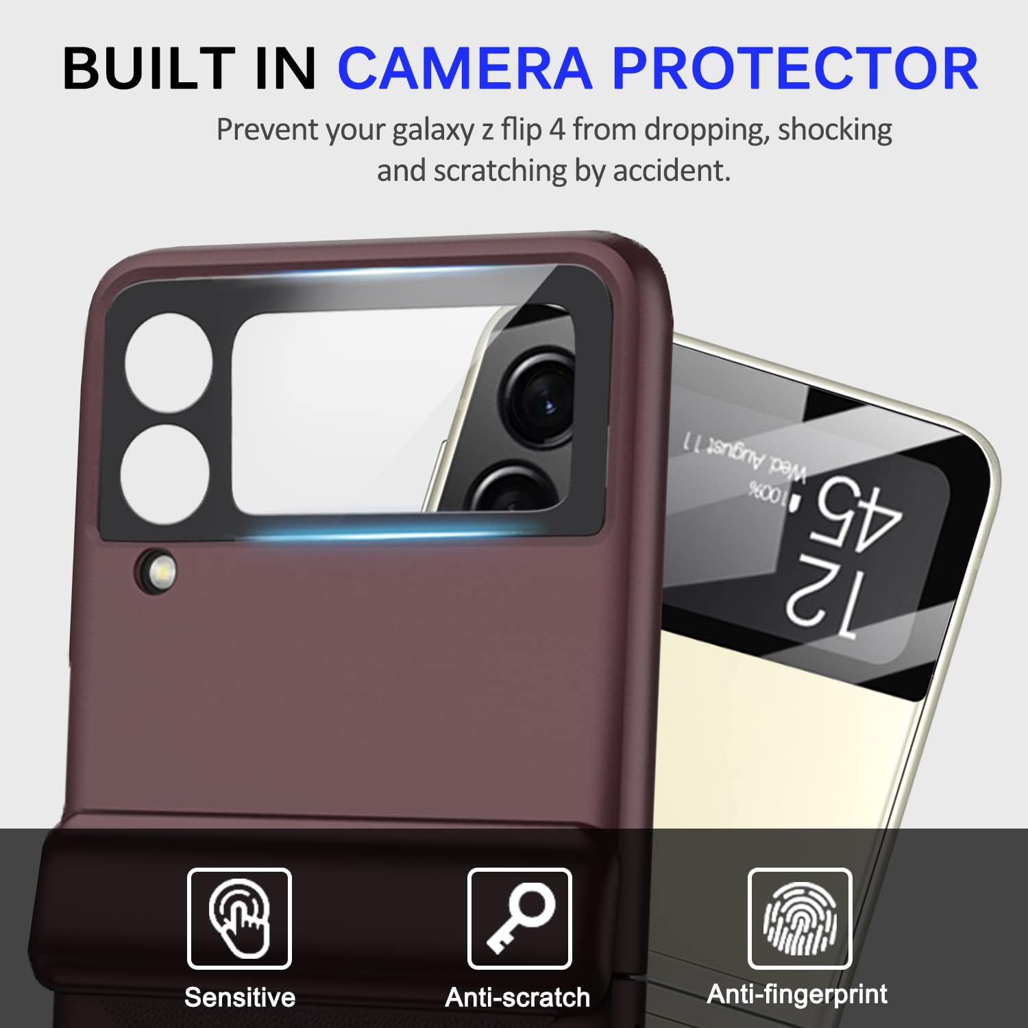 Miimall Funda compatible con Samsung Galaxy Z Flip 4, Z Flip 4 con protección magnética de bisagra + funda magnética ultrafina de policarbonato duro