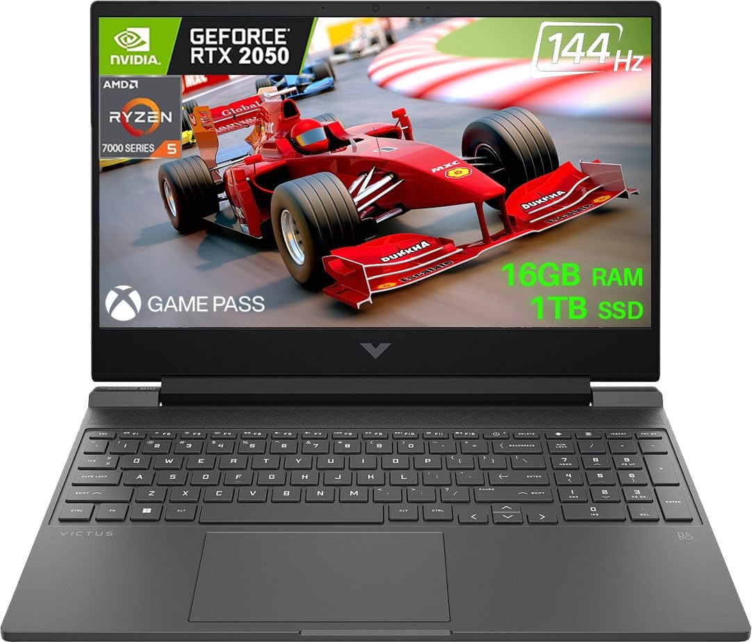 HP Victus Gaming Laptop 2023, pantalla FHD IPS de 15.6 pulgadas, AMD 6-Core Ryzen 5 7535HS (Beats i7-11800H), 16 GB DDR5, 1 TB SSD, NVIDIA GeForce