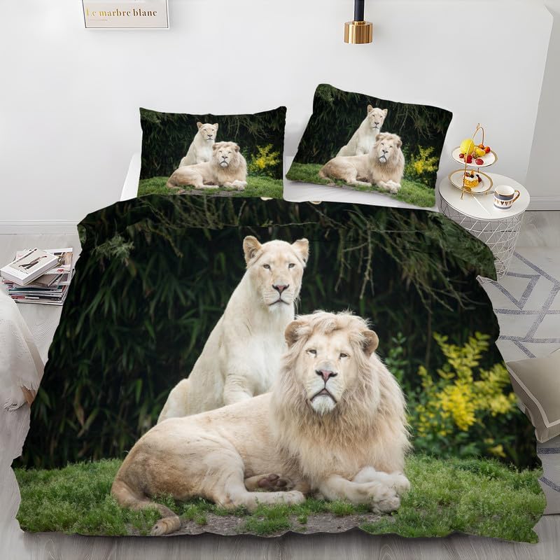 Funda de edredón tamaño California King, color verde oscuro, con estampado de animales, funda de edredón de microfibra suave y 2 fundas de almohada
