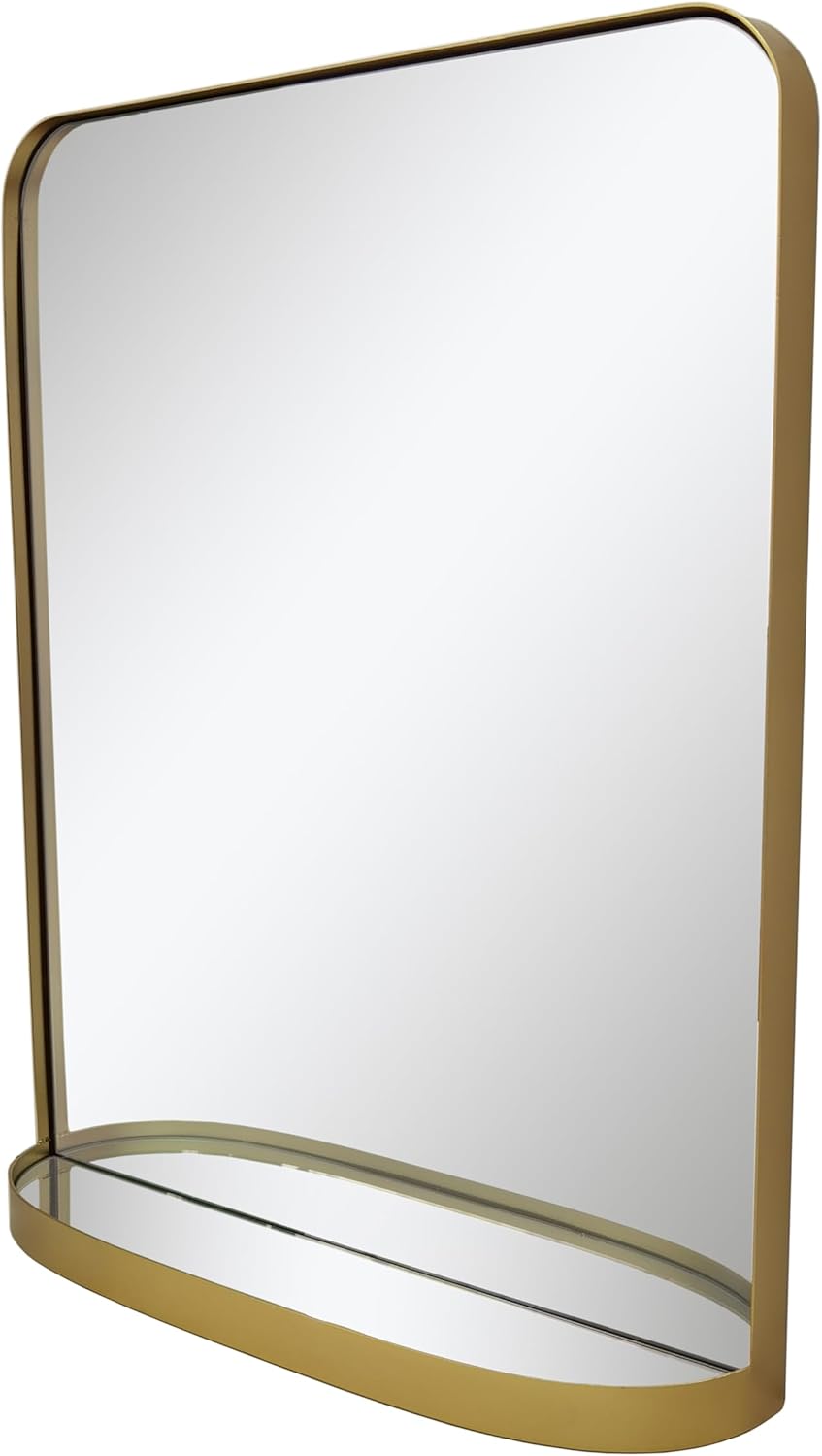 Espejo de pared rectangular tradicional moderno de 18.25 x 23.5 pulgadas, marco de metal dorado, espejo para colgar en la pared, decoración moderna