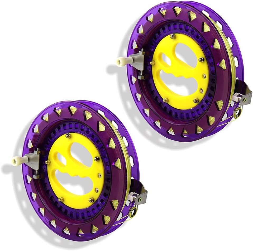 2 cuerdas de cometa con carrete de 8 pulgadas con carrete de cometa de 1312 pies, accesorios de cometa para exteriores para adultos y niños (morado)