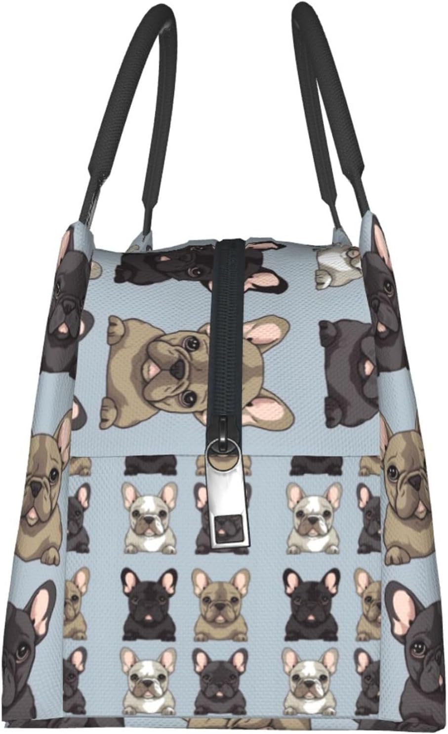 Lonchera para hombres y mujeres, con estampado de bulldog francés, bolsa de almuerzo aislada, reutilizable, portátil