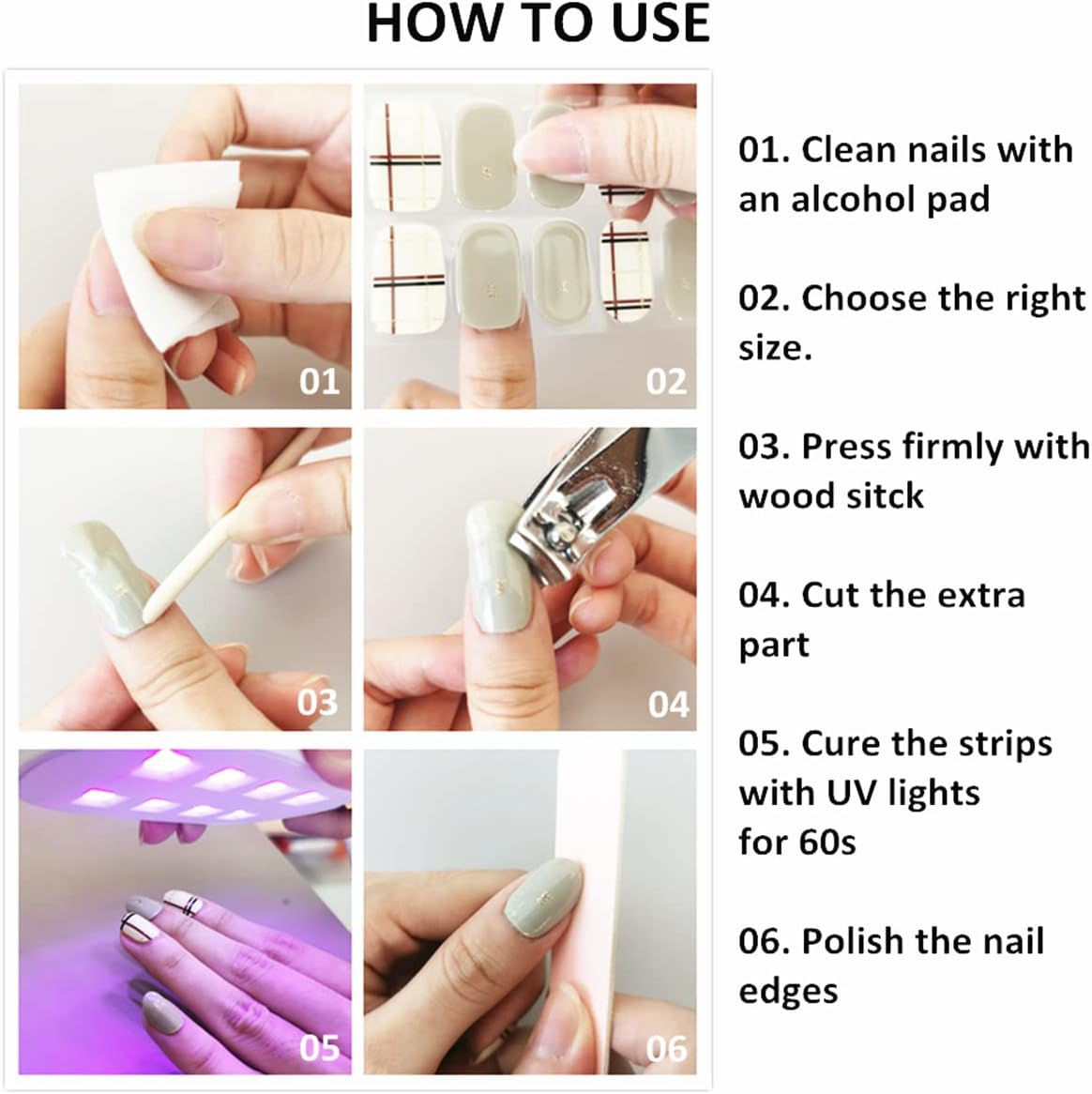 ACROIN Tiras de uñas de gel semicuradas, 20 calcomanías, funciona con lámparas de uñas, calidad de salón, larga duración, fácil de aplicar y quitar,