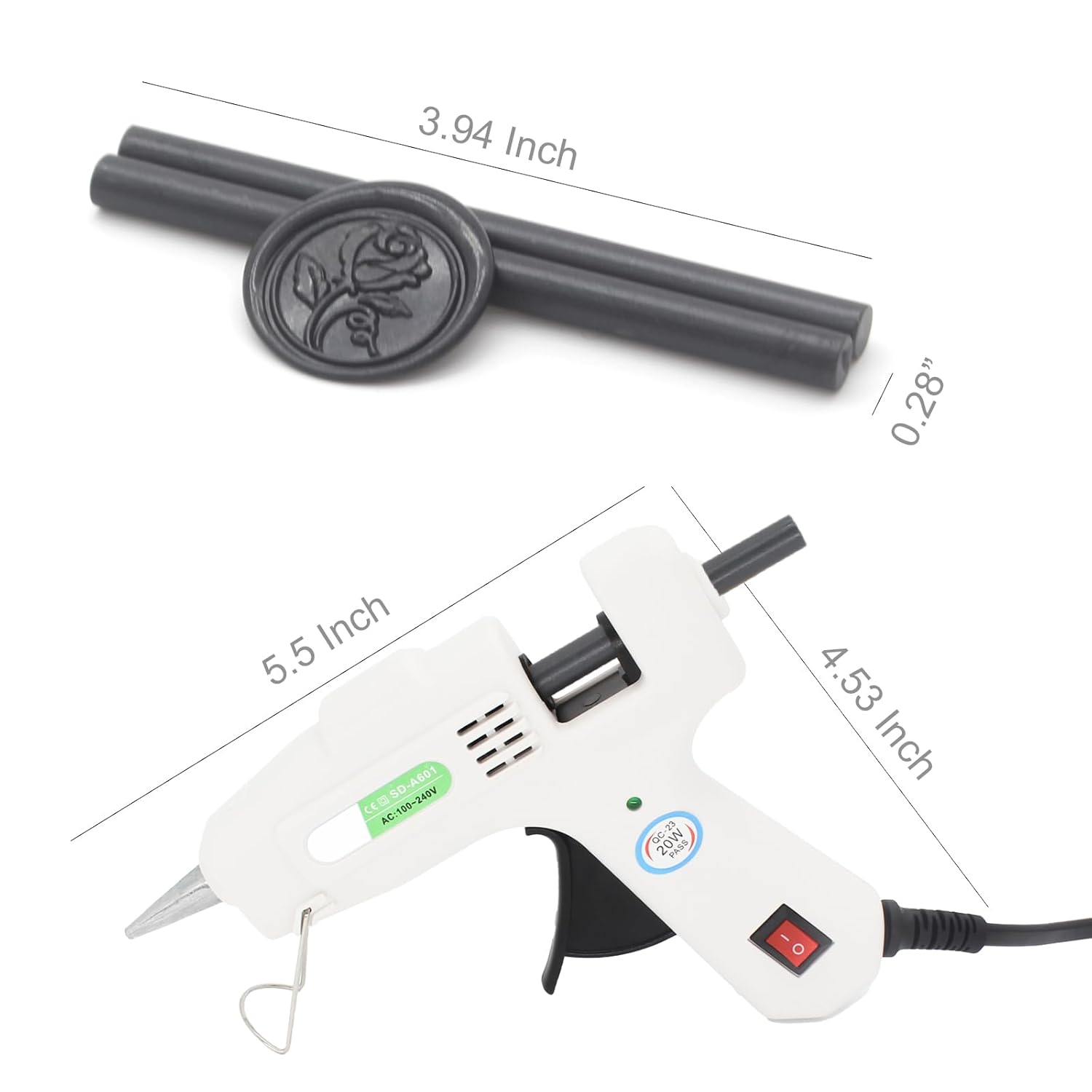 Andotopee – Kit de sellado de cera eléctrica, 40 varillas de sellado de cera negra para sello de cera, incluye pistola de pegamento de sellado de
