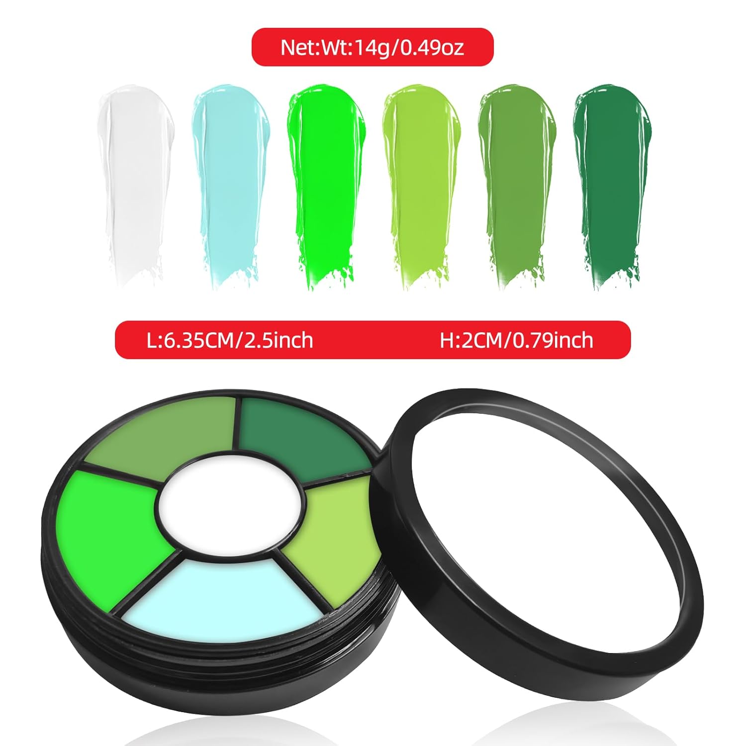 Go Ho Pintura corporal verde de 6 colores, maquillaje a base de agua crema para adultos y niños, Halloween cosplay, paleta de maquillaje FX, pintura