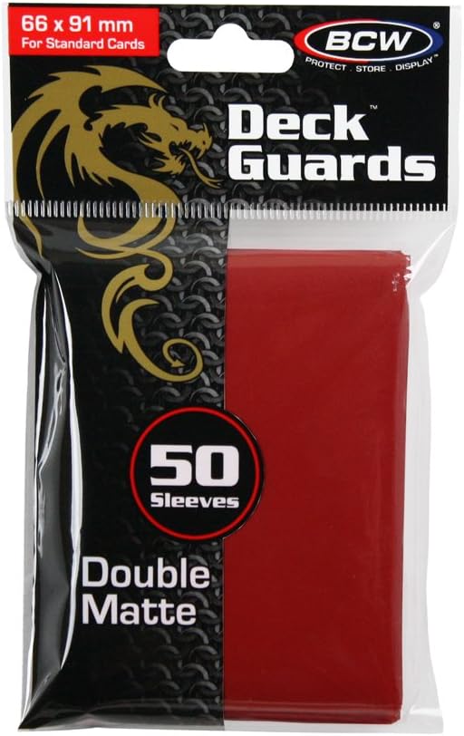 BCW 1-DGM-RED – 100 protectores de cubierta doble mate de color rojo de alta calidad para tarjetas de juego como Magic The Gathering MTG, Pokemon,