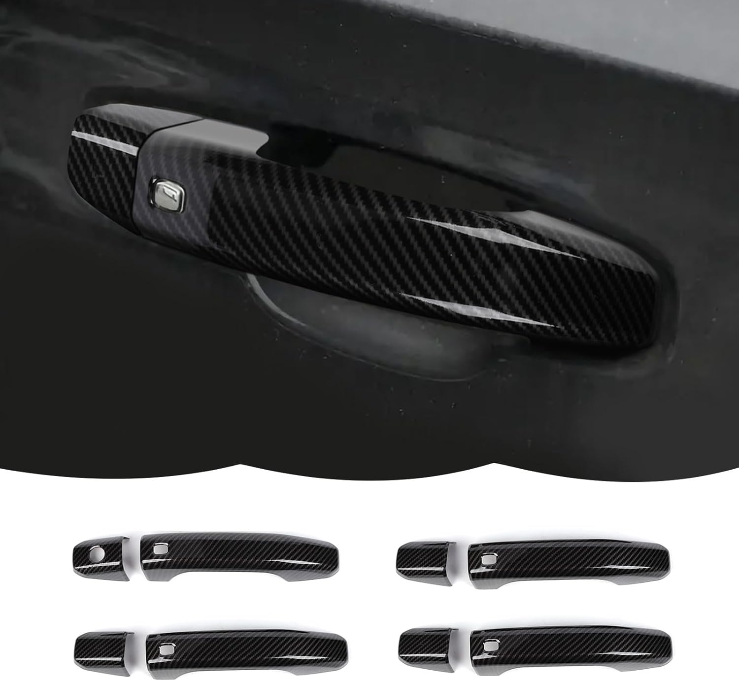 RT-TCZ Cubierta de fibra de carbono para manija de puerta, accesorios exteriores para Chevrolet SilveradoGMC Sierra 2019-2023, para Chevrolet Tahoe