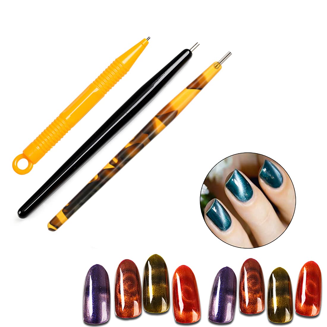 Juego de herramientas magnéticas de uñas de 16 piezas, placa magnética, bolígrafo magnético, imán de doble extremo, varita magnética para ojos de