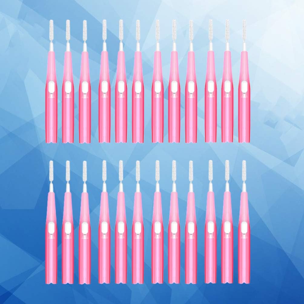 EXCEART Cepillo interdental, cepillo interdental, cabeza de hilo dental, cepillo de higiene dental, herramienta de limpieza dental (rosa, 0.024 in)