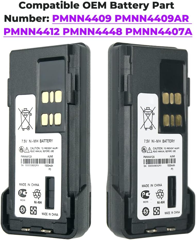 5X PMNN4412A NI-MH – Batería de repuesto para radios XPR3300 XPR 3500 XPR 7350 XPR 7380 XPR 7550 APX1000 APX2000 APX3000 APX4000 compatible con