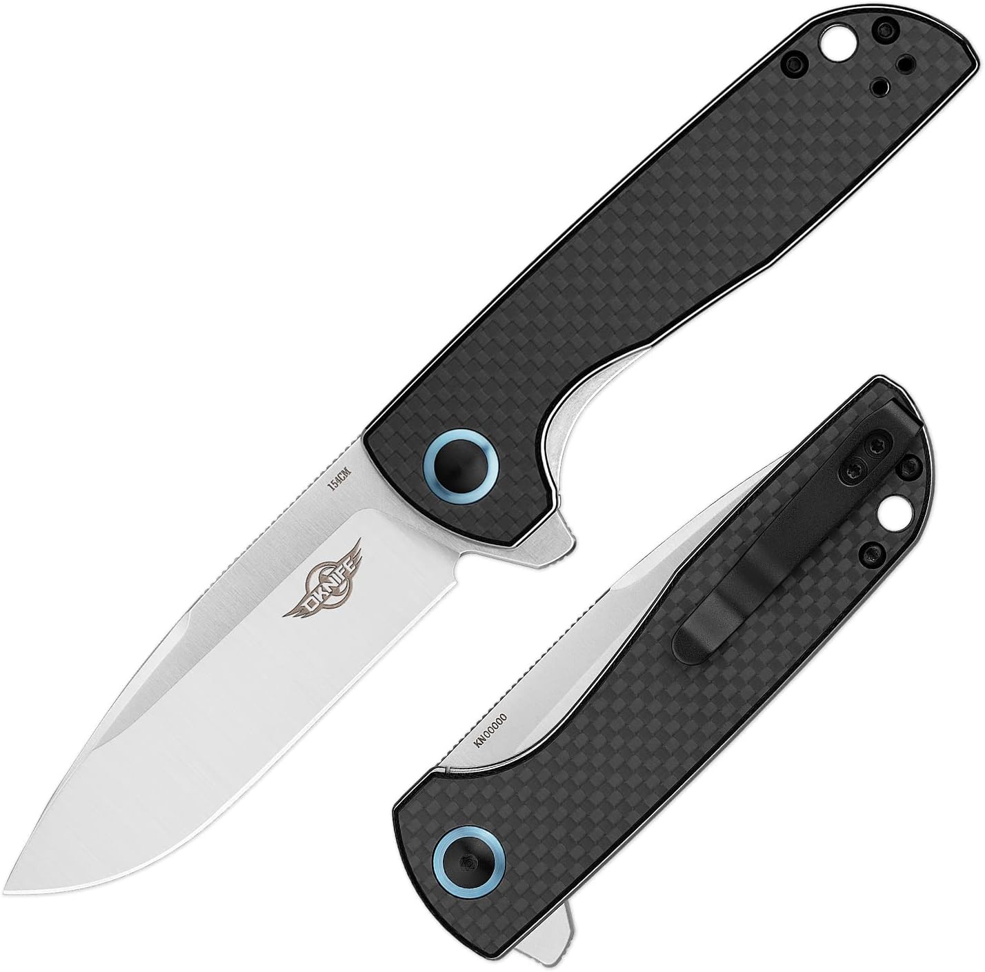 OKNIFE Freeze – Cuchillo de bolsillo EDC con mango de fibra de carbono y hoja de acero de 60.6 in con cuchillo plegable táctico Freeze