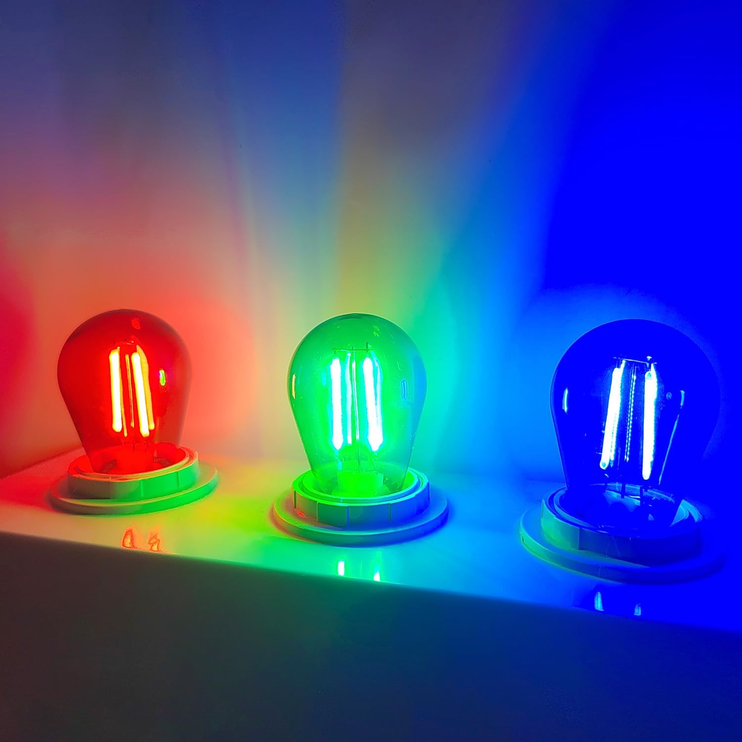 S14 – Bombilla LED roja de 2 W, bombillas de repuesto para cadena roja, inastillables, impermeables, decorativas, E26, filamento rojo, E26,