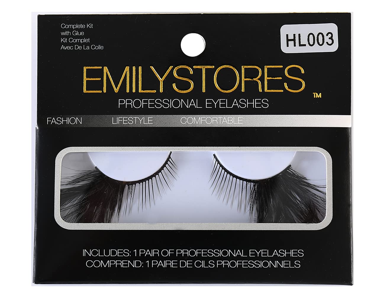 EMILYSTORES – Pestañas para disfraz de alas negras de plumas sintéticas para Halloween, pestañas dramáticas, aspecto de fiesta, 1 par