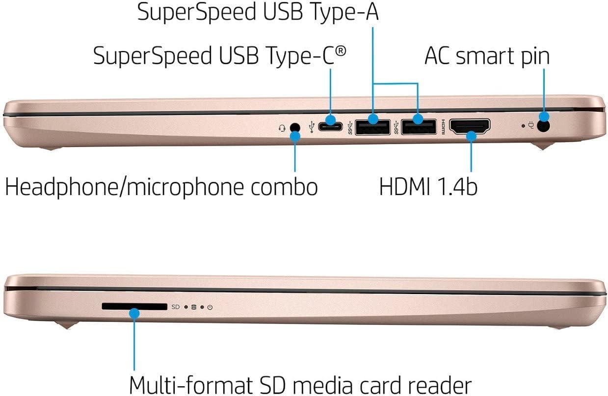 HP Stream Pantalla HD de 14 pulgadas, procesador Intel Celeron de doble núcleo, 16 GB de RAM DDR4, 128 GB de almacenamiento (64 GB eMMC+tarjeta de