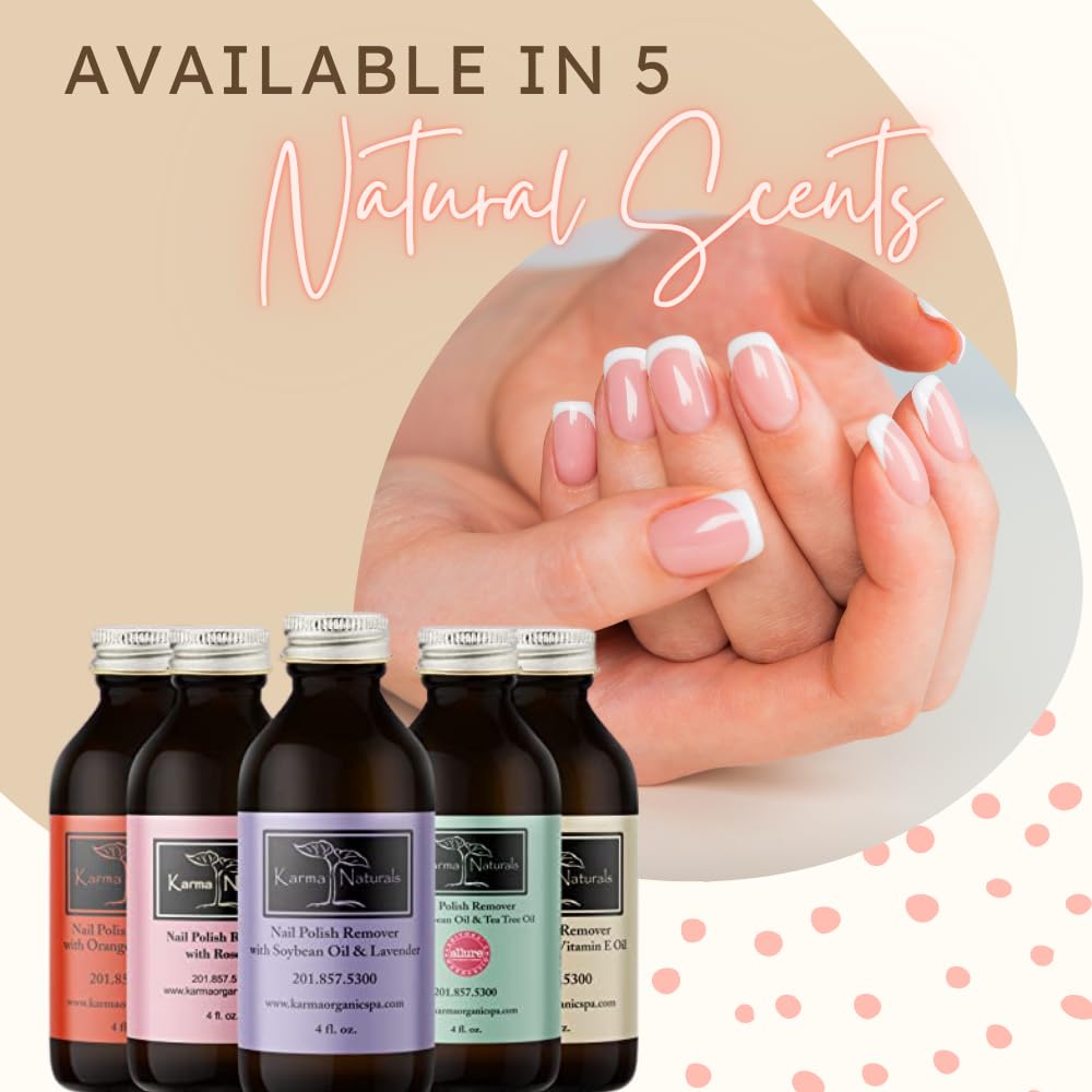 Karma Organic Removedor de esmalte de uñas sin perfume, no tóxico, vegano, libre de crueldad, libre de acetona, fortalecedor de uñas para uñas, 12
