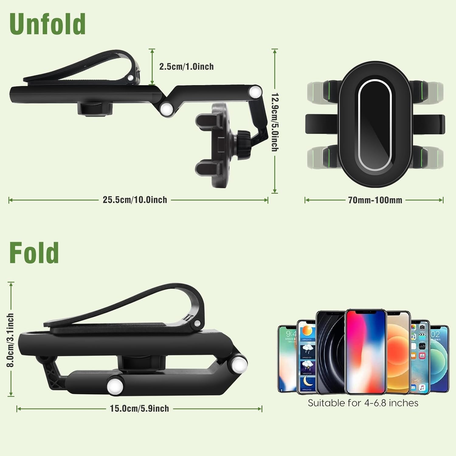 Soporte giratorio y retráctil para teléfono de automóvil, soporte de teléfono para visera solar de 1080 para tu automóvil, soporte ajustable para
