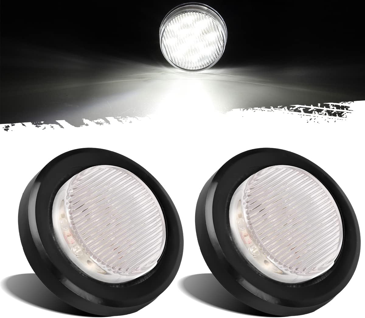 Partsam 2 piezas de 2.5 pulgadas, marcador lateral redondo blanco y luces de liquidación, luces de respaldo inversas, 13 diodos, ojalescoletas,