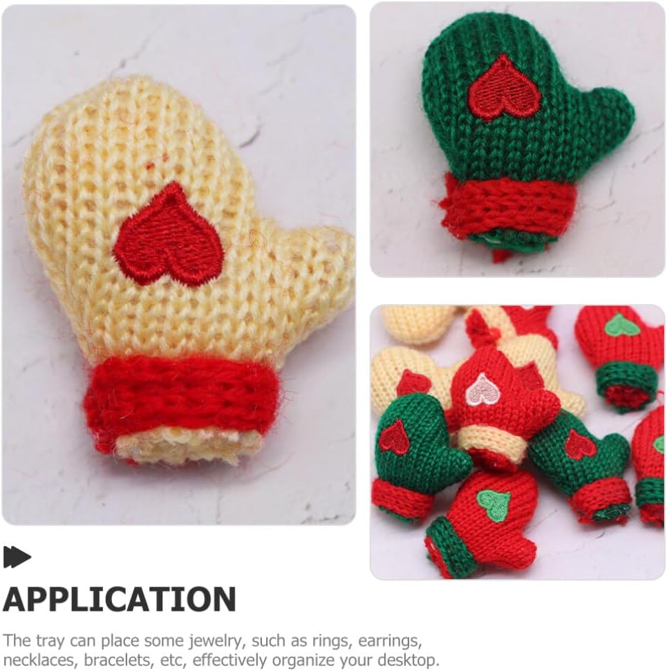 EXCEART Mini guantes de punto de Navidad, 16 unidades, guantes de Papá Noel, para hacer muñecas, decoración para botellas de vino, sombrero para