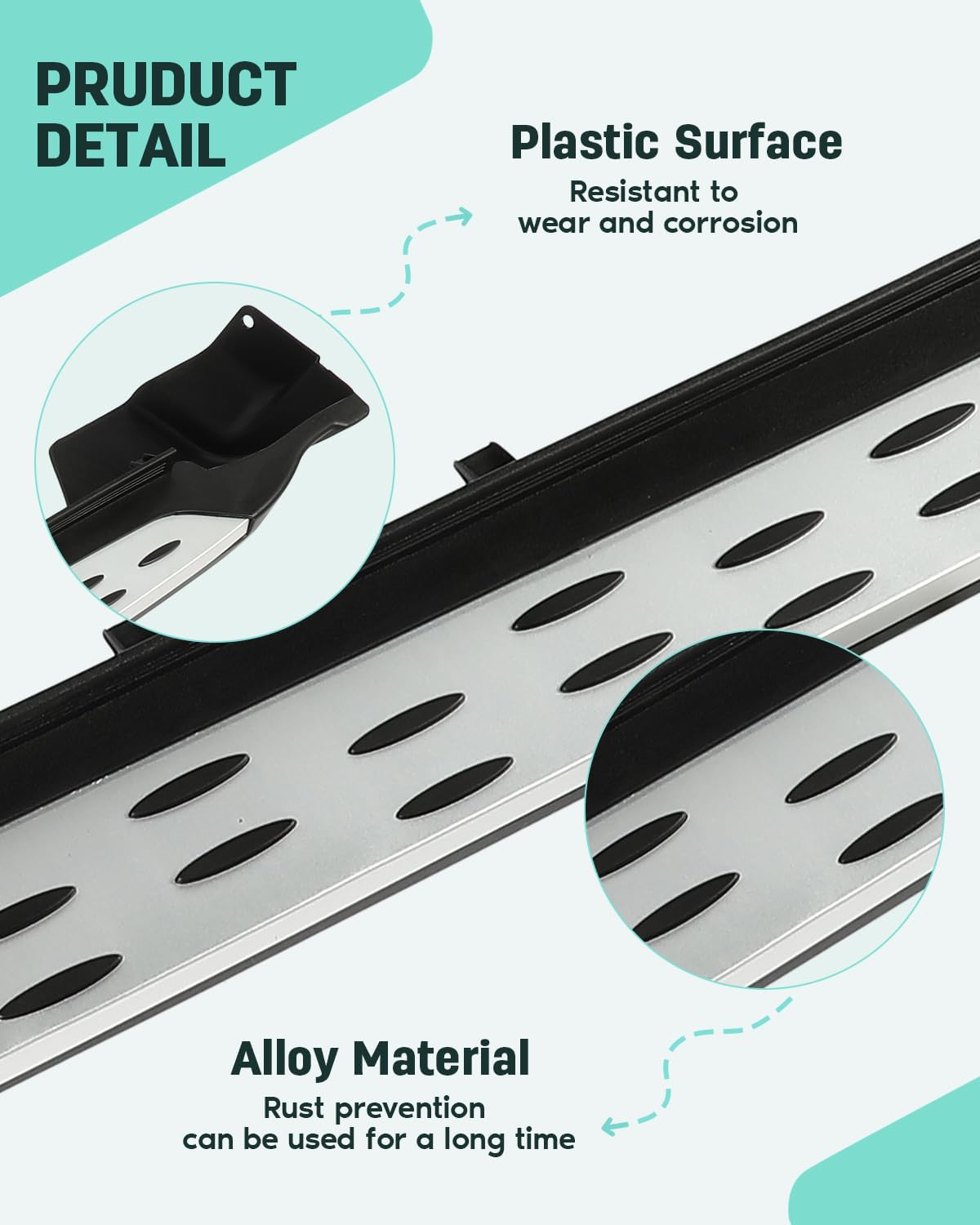SCITOO Estribos aptos para Crew Cab 2011-2021 para Jeep Grand Cherokee de plástico+aleación de aluminio+rieles de hierro, deslizadores de roca