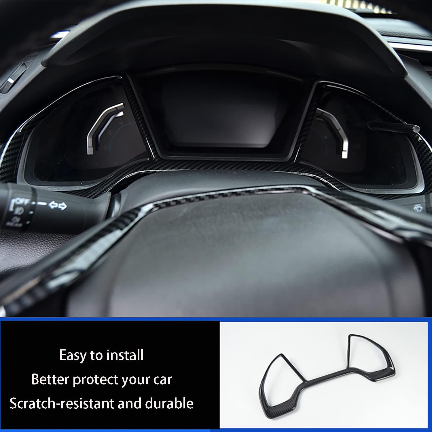 Accesorios de automóvil aptos para Honda 10 generación Civic 2016-2021 Interior tablero de instrumentos, marco, marco de cubierta (estilo de fibra