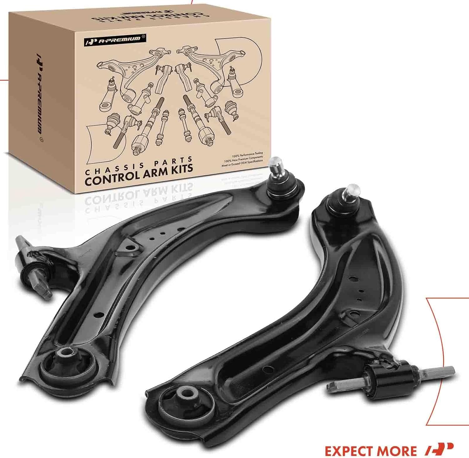 A-Premium 2 brazos de control inferiores delanteros, con rótula y buje, compatibles con Nissan Rogue 2014-2019, Rogue Sport 2017-2019, Qashqai