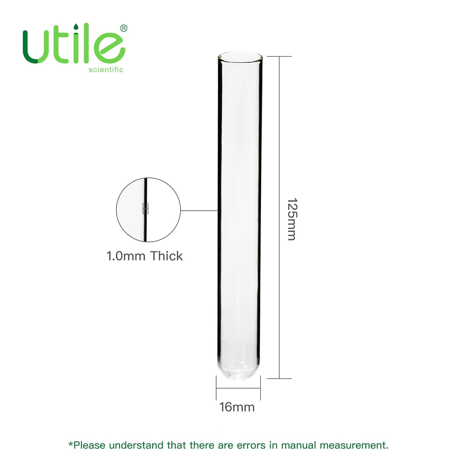 Utile 50pcs de tubos de ensayo de vidrio cilíndricos lisos, Vol.0.5 fl oz, 0.630×4.921 in, material de vidrio de borosilicato medio, 4004.0129.50
