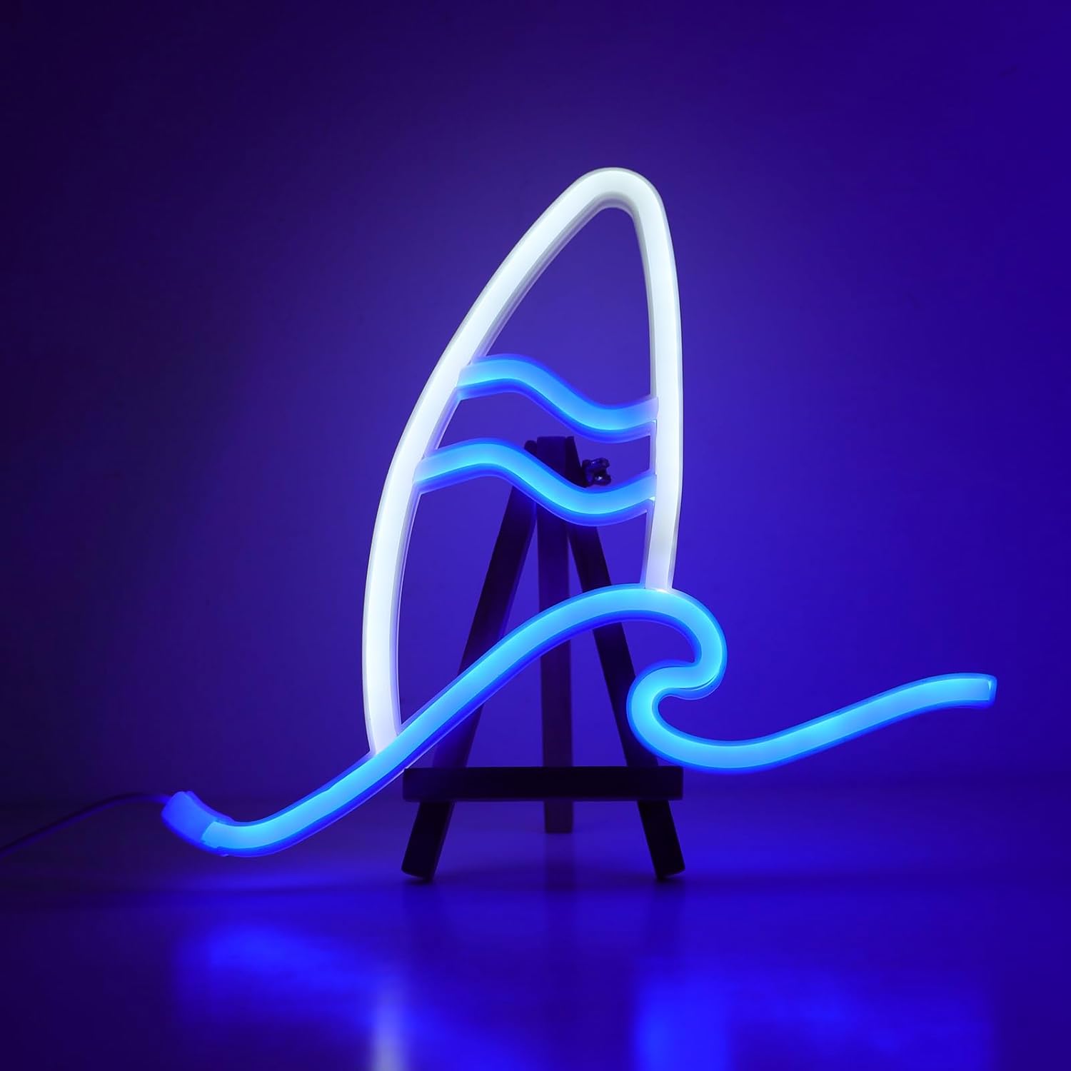 Letreros de neón de olas para decoración de pared, luz LED de neón de ondas de playa, tabla de surf, sala de sufer, agua de mar, olas del océano,