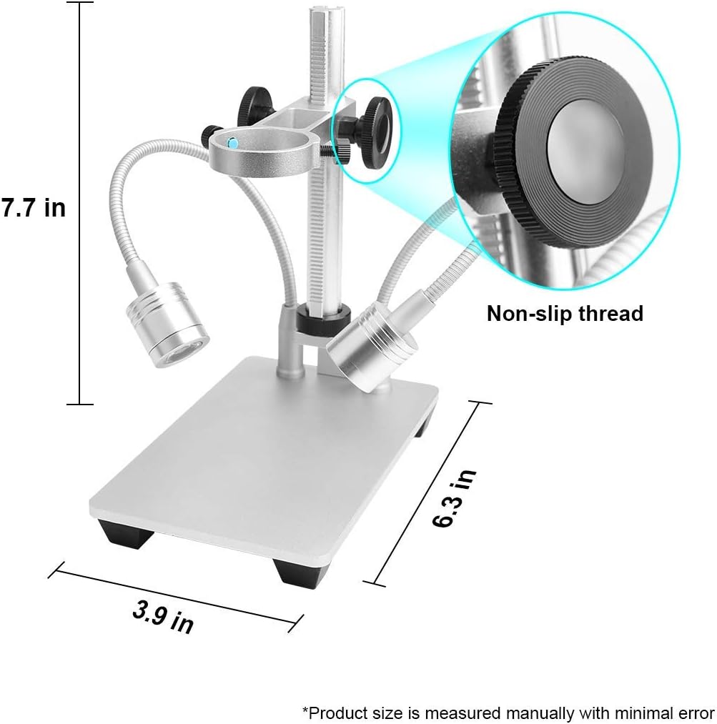Bysameyee Soporte de aleación de aluminio para cámara de microscopio digital USB, microscopio ajustable universal, soporte de soporte de metal para