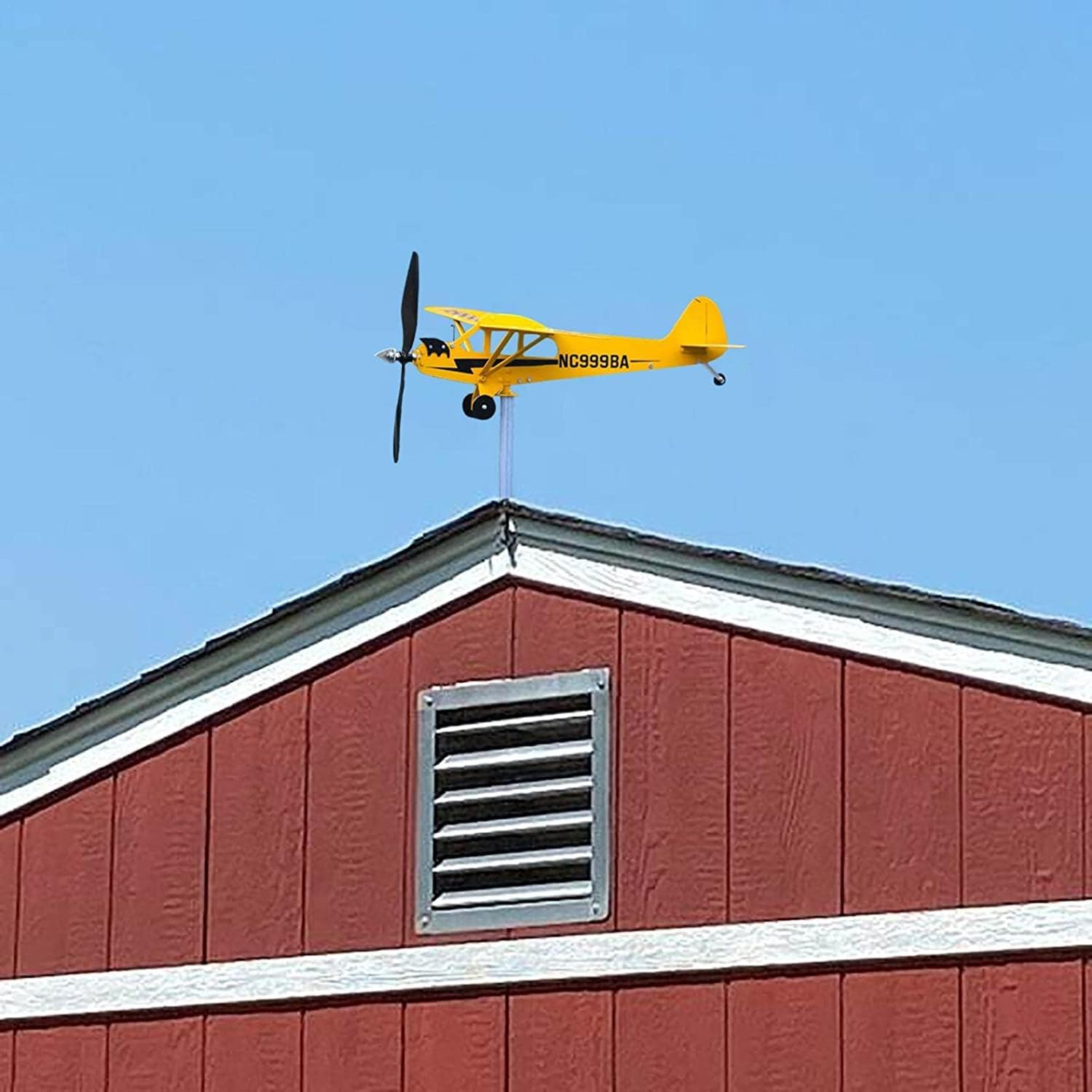 Generic Veleta flotante de avión Piper J3 Cub hecha a mano (1 unidad), veleta de avión, decoraciones de jardín geniales para hacer que tu jardín