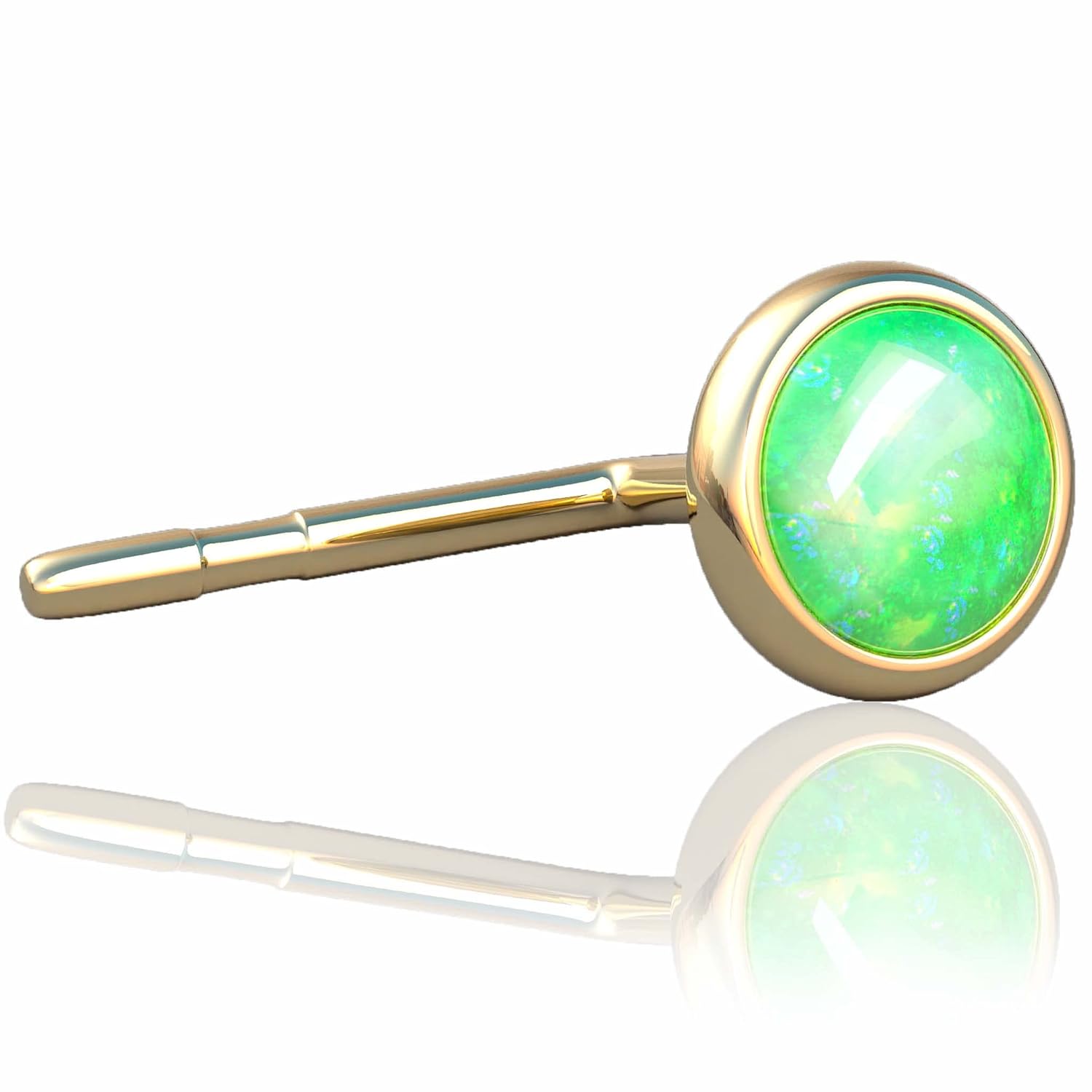 Opal Tragus Stud Earring, Tragus Earring in 14k Gold filled ,3 mm green Opal Tragus studs Piercing