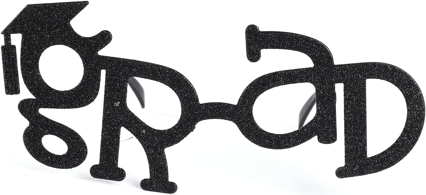BinaryABC Suministros para fiestas de graduación 2024, marco de lentes de graduación, accesorios para fotos de fiesta de graduación (negro)