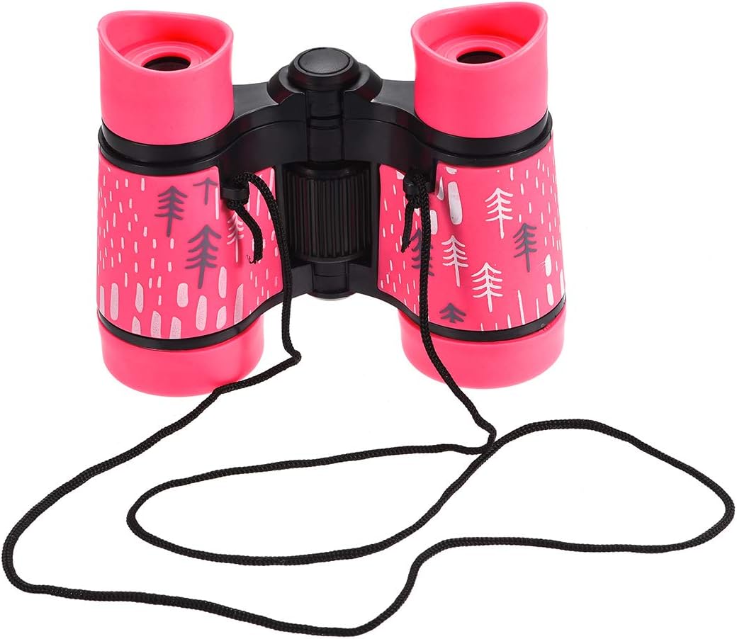 uxcell Prismáticos 4X30 Compactos Plegables Binoculares a prueba de golpes Rosa con Correa para el Cuello para Avistamiento de Aves Senderismo