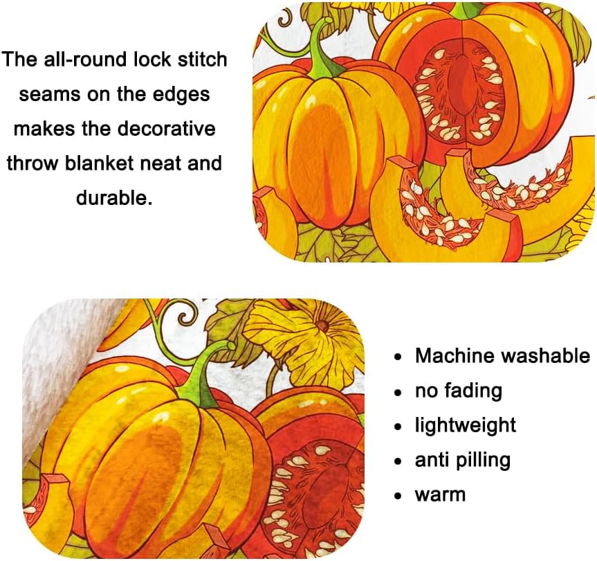 Manta decorativa de otoño para bebé, manta de forro polar para otoño, manta de calabaza naranja para niños pequeños, cuna, sofá, manta ligera y