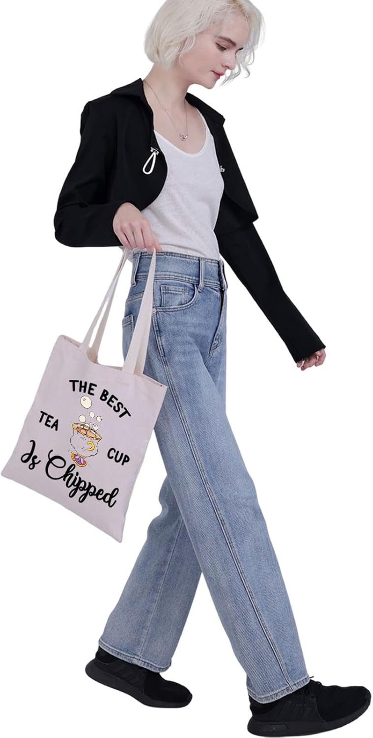 G2TUP Chip and Mrs Potts Bolso de hombro Tea Party Tote The Best Teacup Is Chipped Bolsa de lona inspirada en Belle Beast