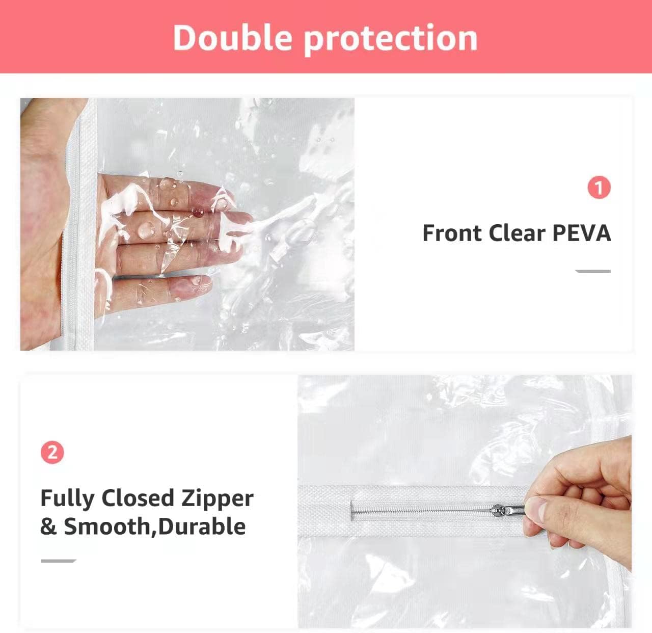 Bolsas transparentes de 40 pulgadas para disfraces de baile para bailarines con 6 bolsillos con cremallera, guillots de 3.3 pulgadas para