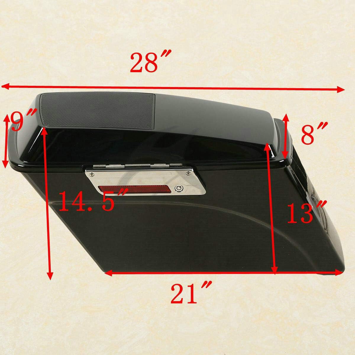 TCMT Alforjas duras de 6 x 9 pulgadas, tapas de altavoz y forros de alfombra + guardabarros trasero LED para Harley Touring Road King Electra Glide